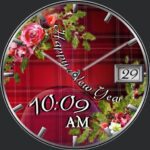 Happy New Year Red Tartan Floral Dream